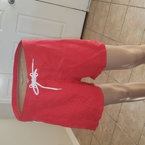 Vintage velcro Venus 8 red swim shorts / coverup white piping logo